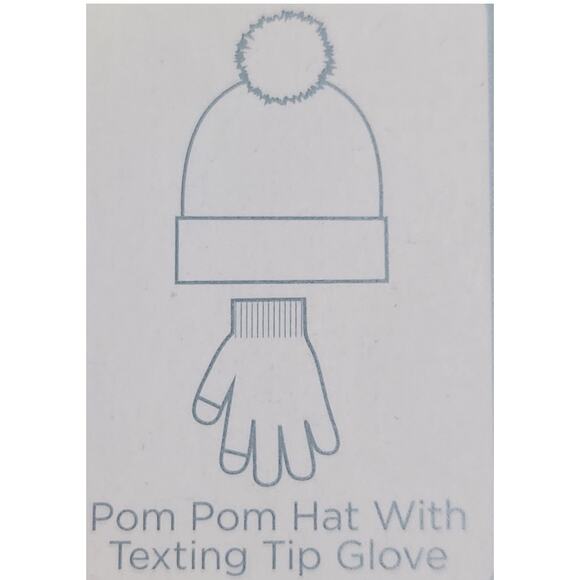 NIB Wayland Square Pink Knit Hat Glove 2 Piece Set Pom Pom Hat Texting Gloves - Picture 3 of 6